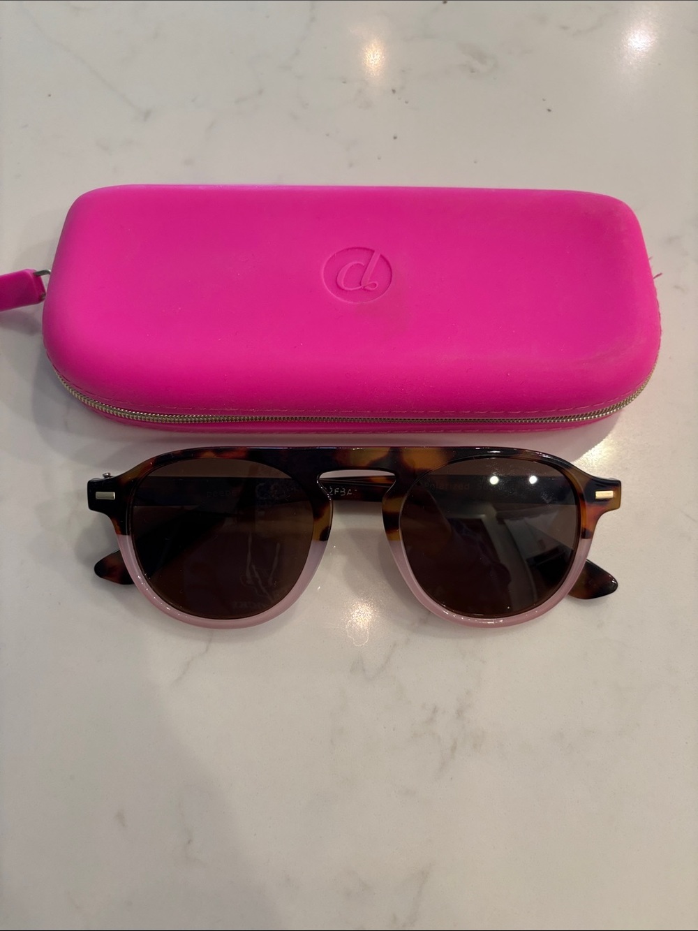 Peepers Pink Tortoiseshell Sunglasses with Pink Case